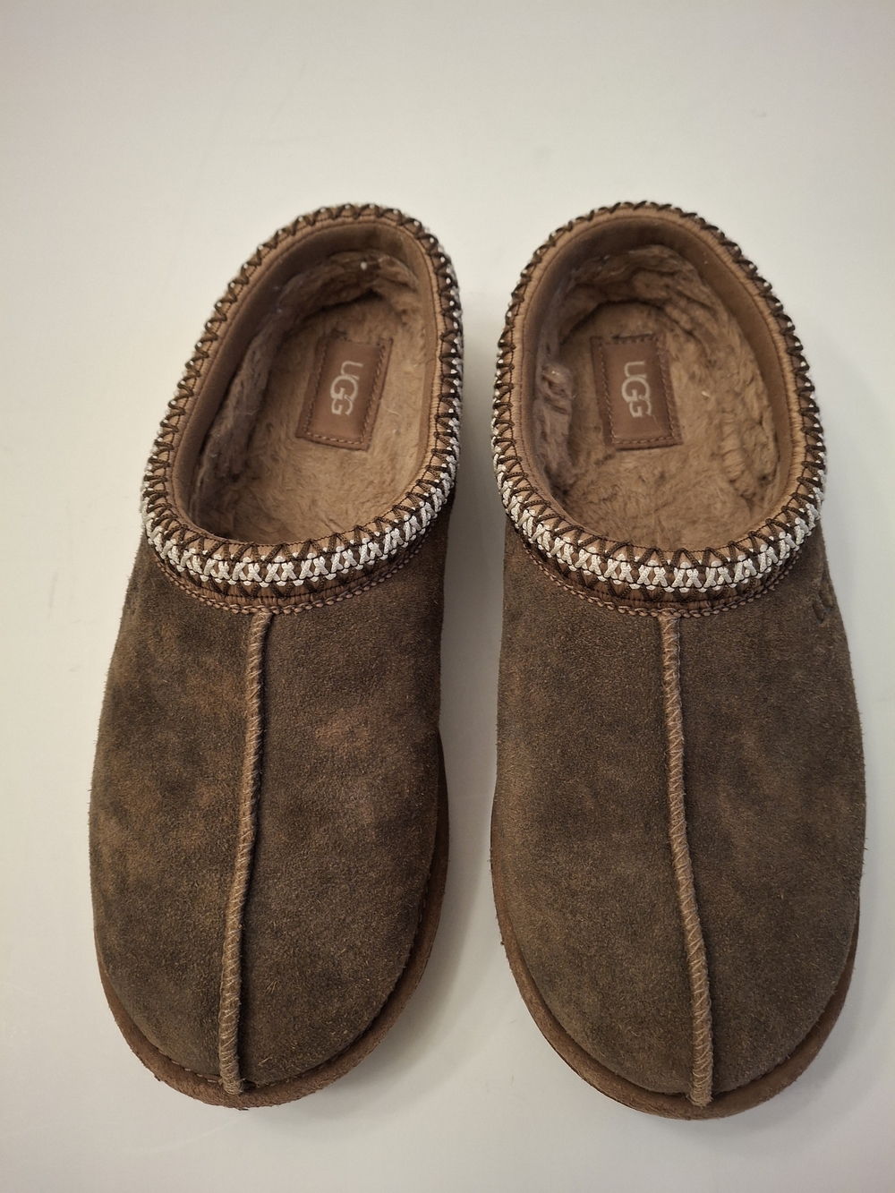 UGG Brown Suede Shearling Lined Slip-On Slippers